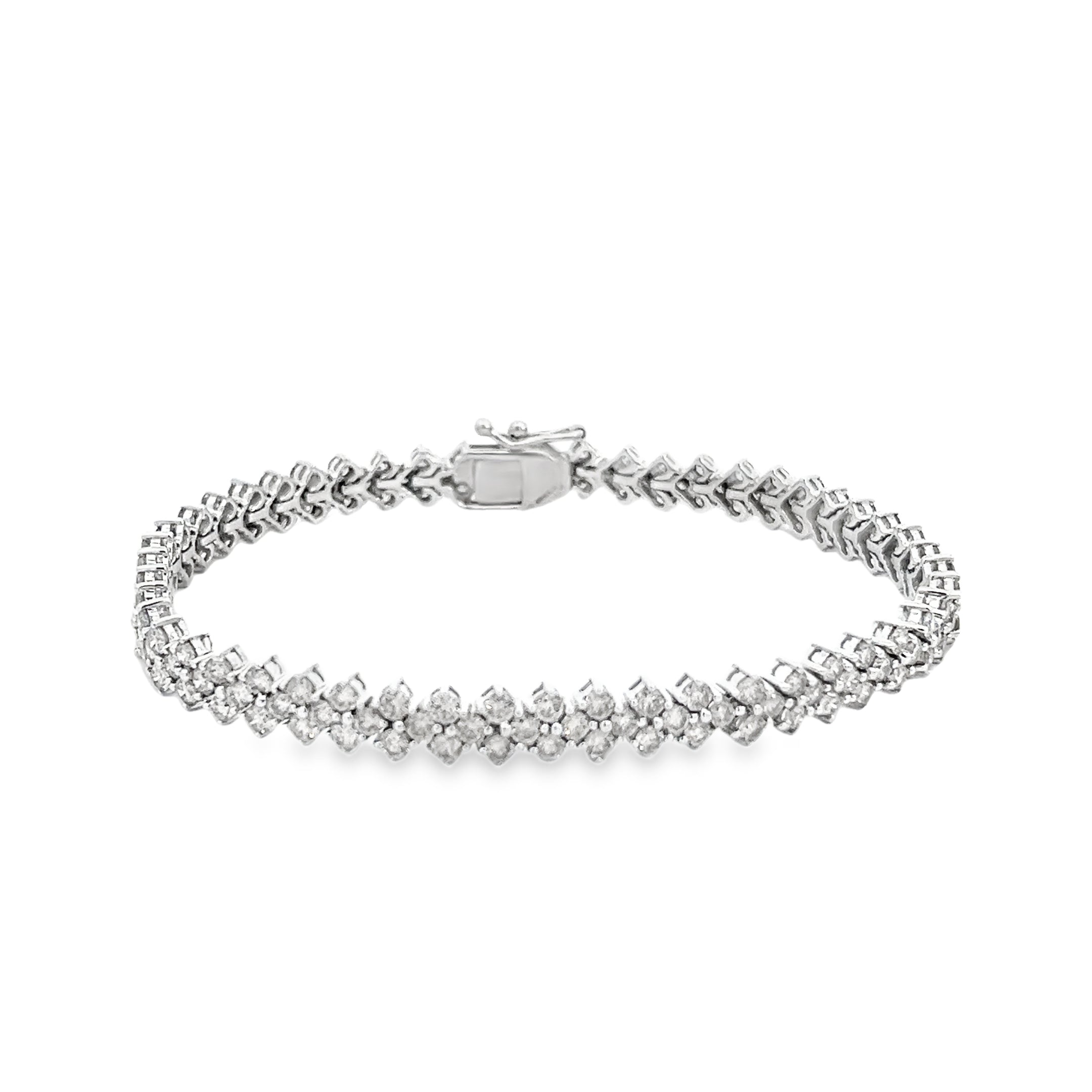 6.33ct Natural Round Brilliant Cut Diamond Bracelet Set In 9ct White Gold