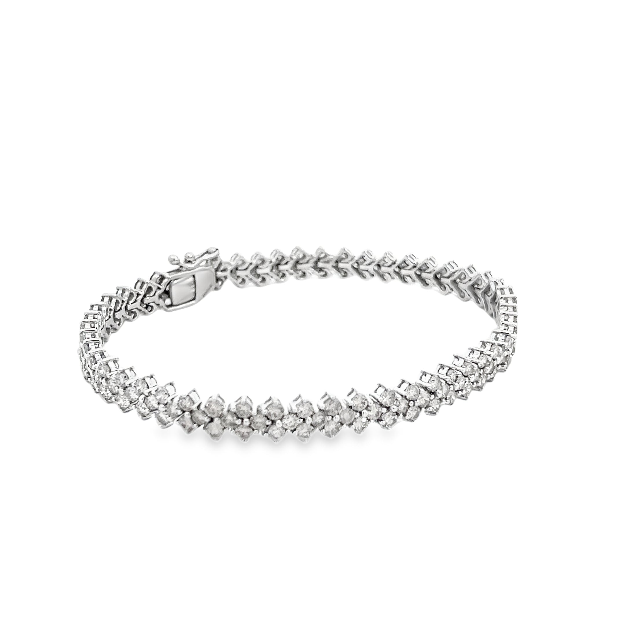 6.33ct Natural Round Brilliant Cut Diamond Bracelet Set In 9ct White Gold