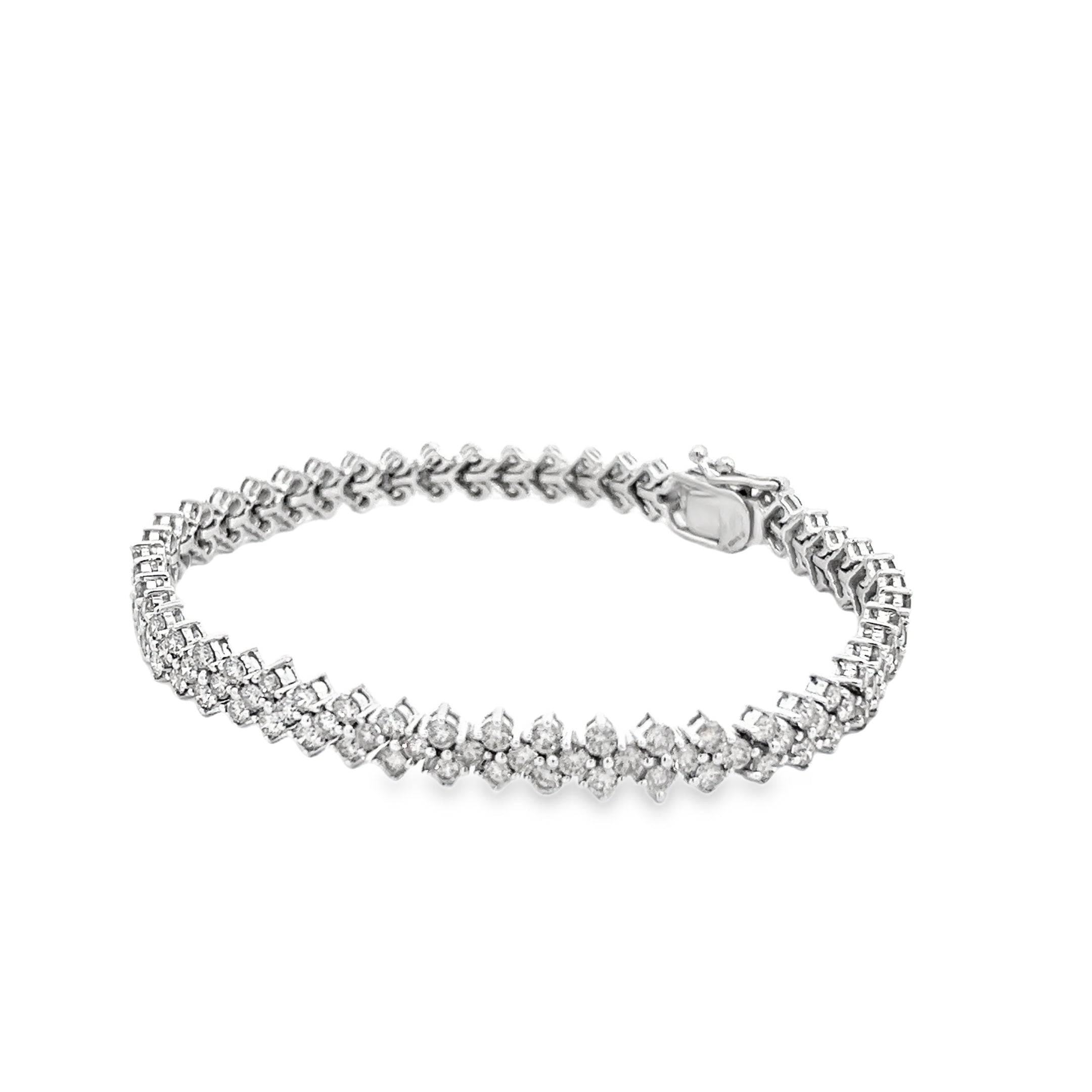 6.33ct Natural Round Brilliant Cut Diamond Bracelet Set In 9ct White Gold