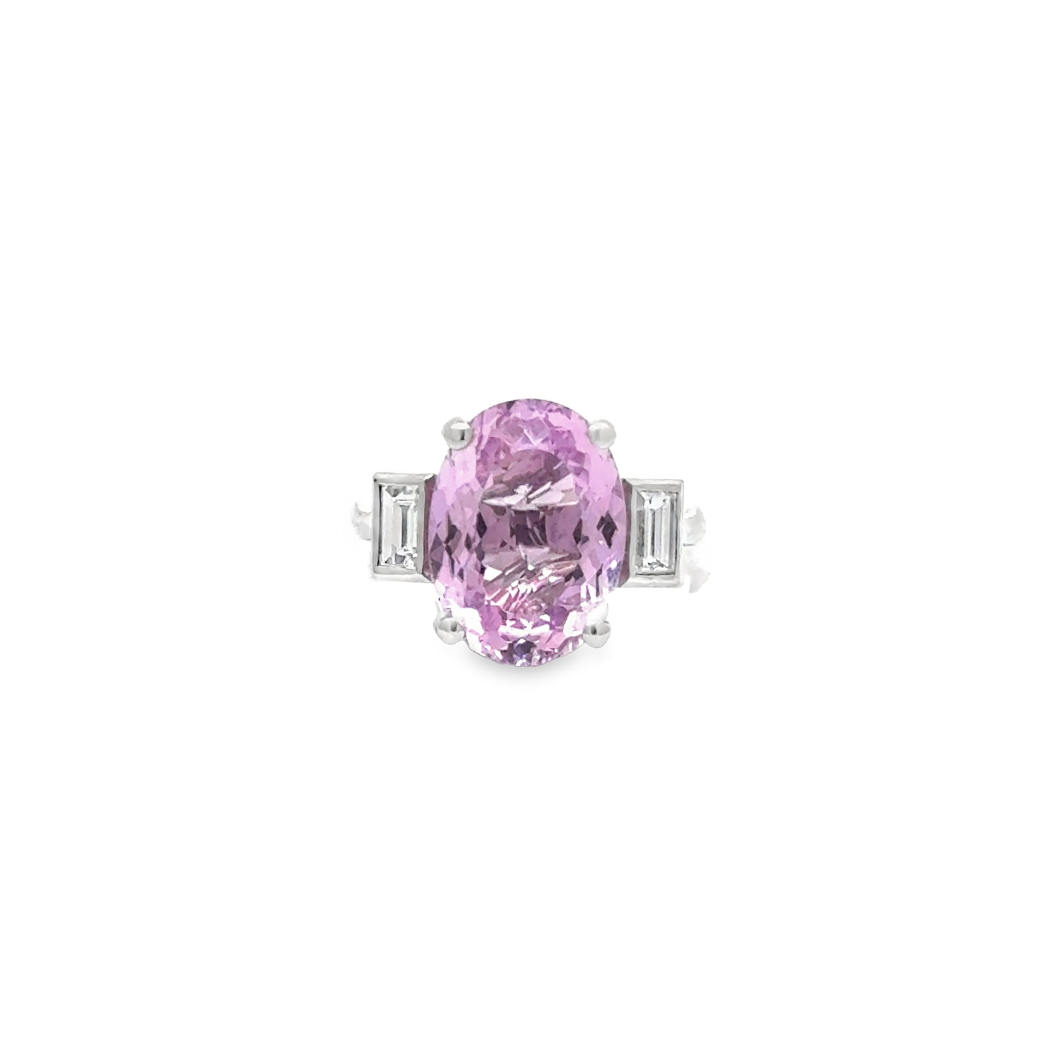 14*10mm Kunzite and Diamond Ring