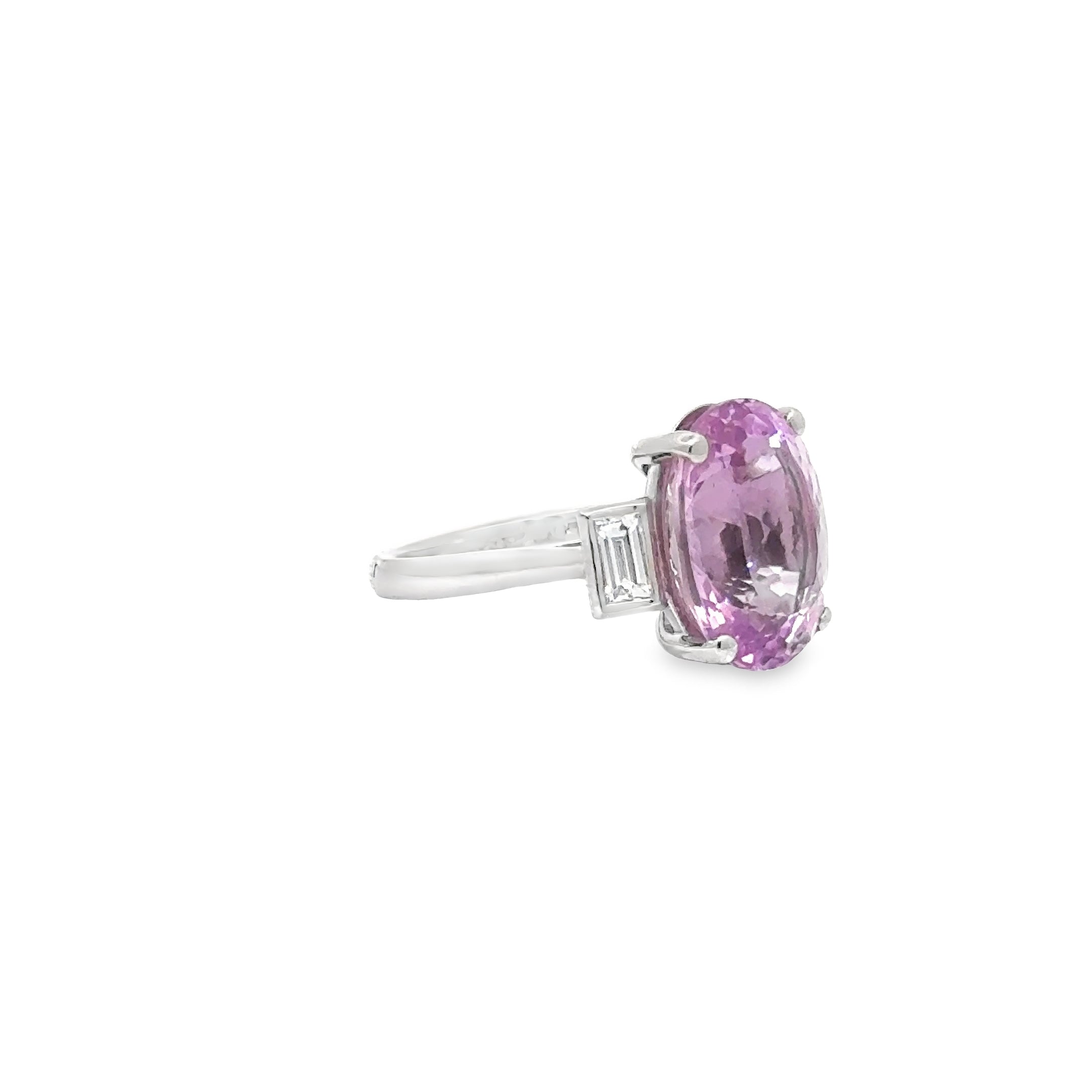 14*10mm Kunzite and Diamond Ring