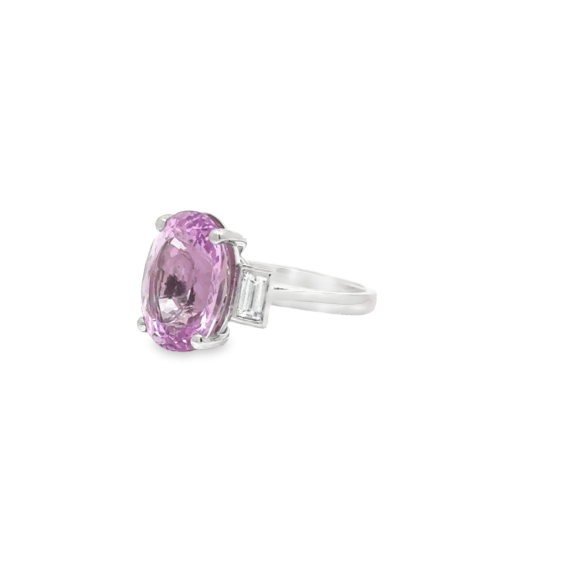 14*10mm Kunzite and Diamond Ring