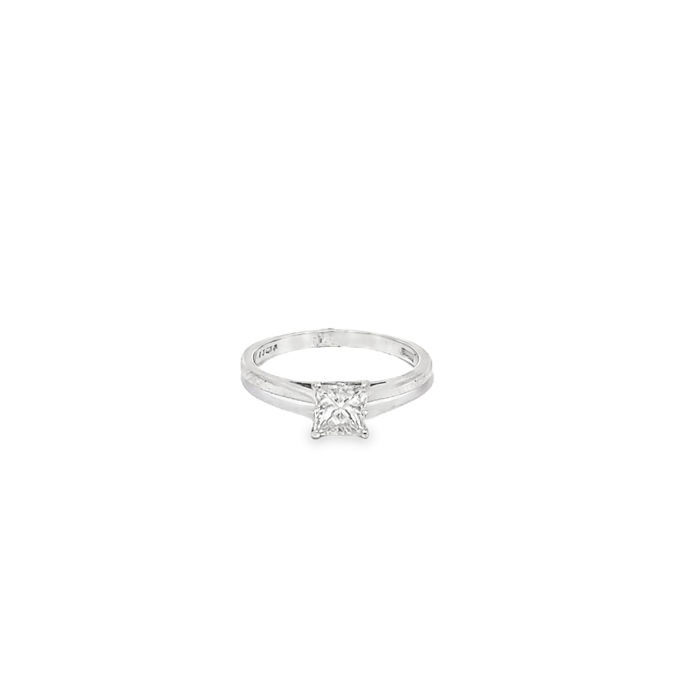 0.45ct Natural Princess Cut Diamond Engagement Ring Set In Platinum