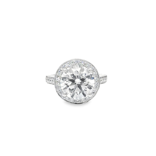 4.55ct Diamond with Halo in Platinum Ring