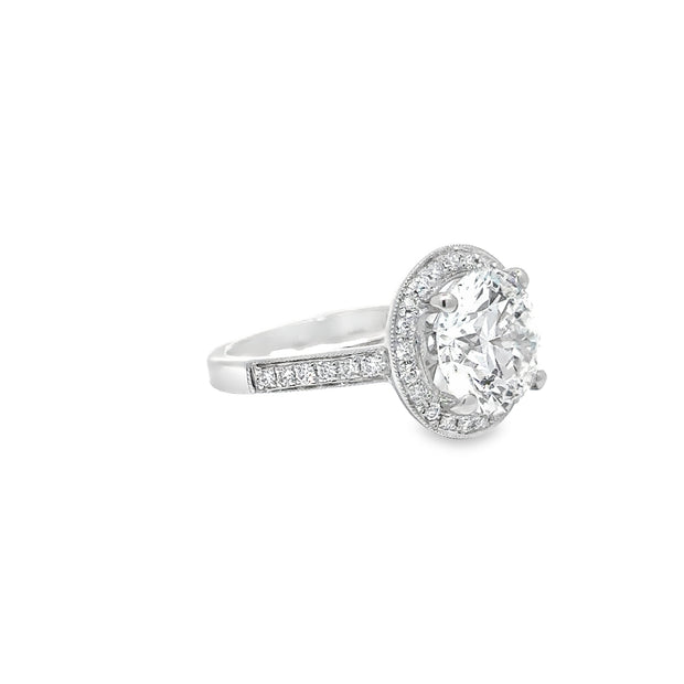 4.55ct Diamond with Halo in Platinum Ring