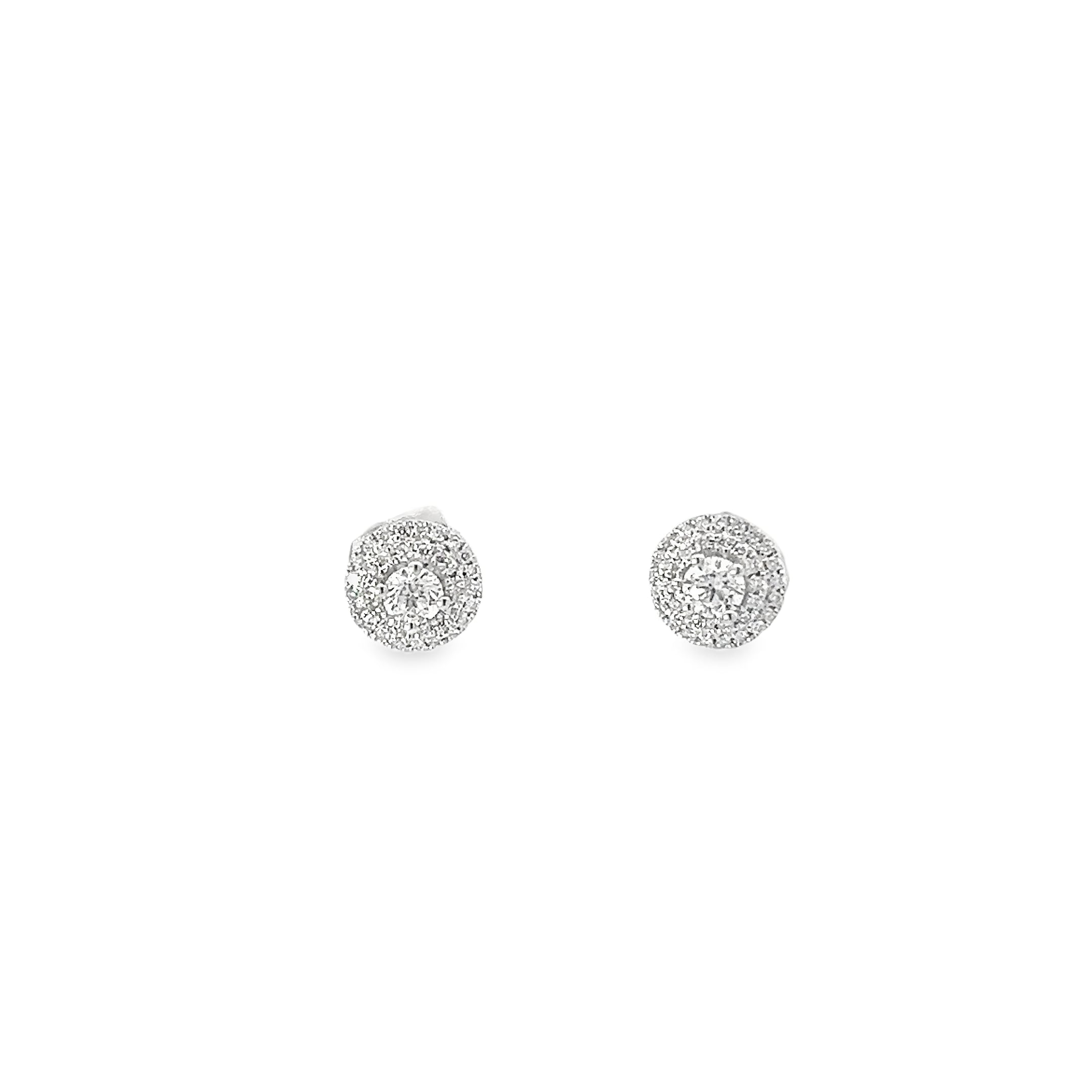 0.45ct Natural Round Brilliant Cut Diamond Cluster Earrings Set in 18ct White Gold