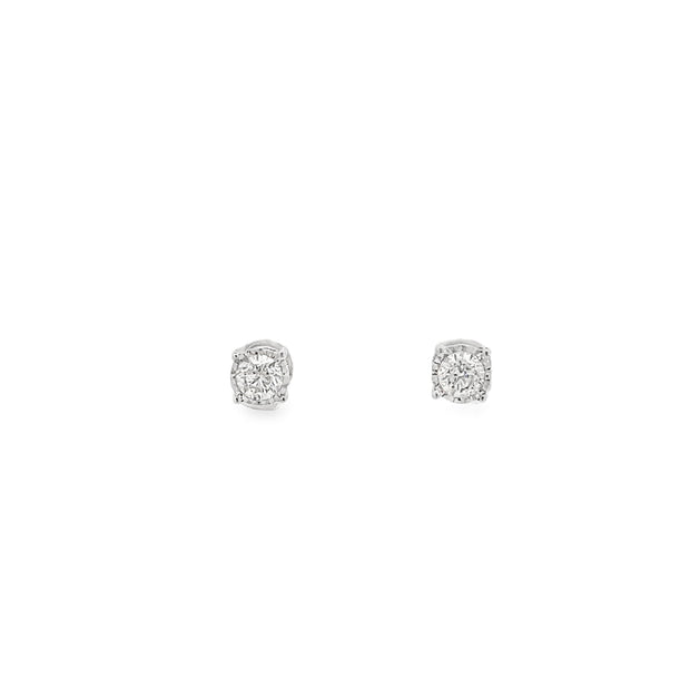 0.50ct Natural Round Brilliant Cut Diamond Stud Earrings Set In 9ct White Gold