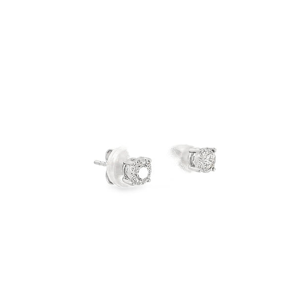 0.50ct Natural Round Brilliant Cut Diamond Stud Earrings Set In 9ct White Gold