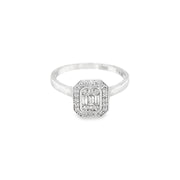 0.25ct Natural Diamond Cluster Ring Set in 9ct White Gold