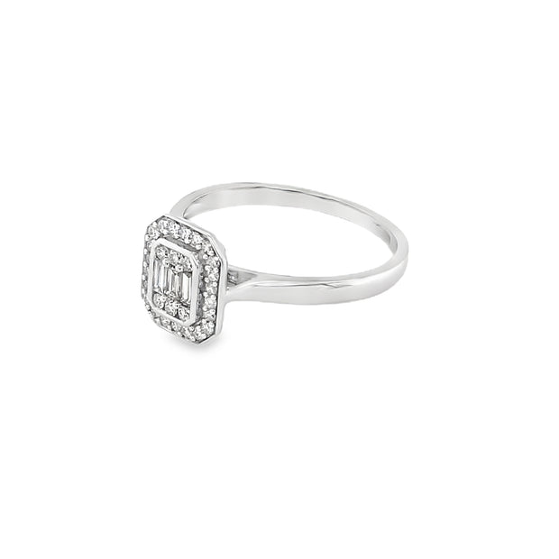 0.25ct Natural Diamond Cluster Ring Set in 9ct White Gold