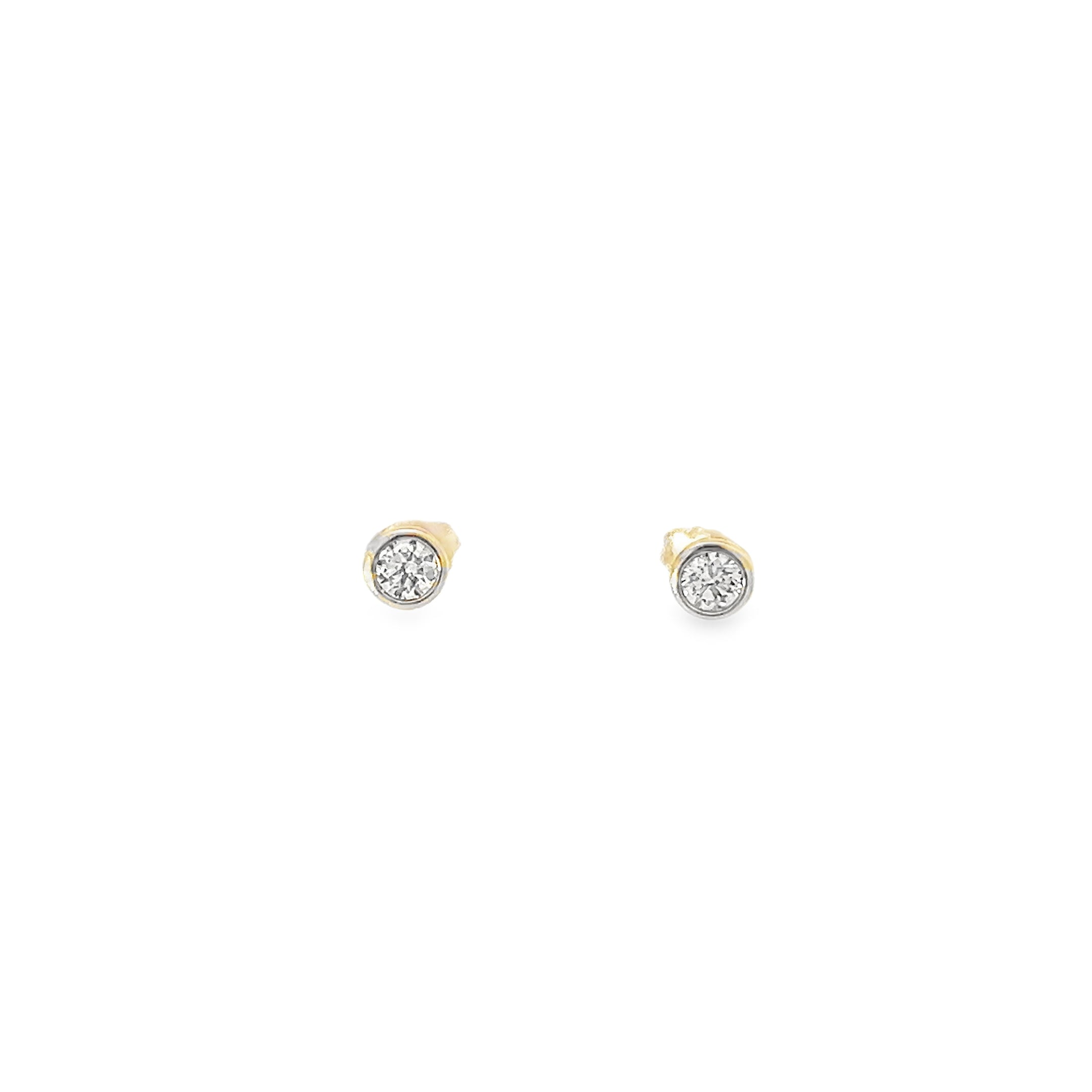 0.34ct Natural Round Brilliant Cut Diamond Stud Earrings Set in 9ct Yellow Gold