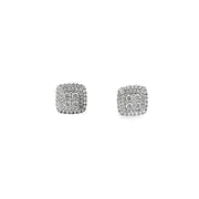 0.50ct Natural Round Brilliant Cut Diamond Cushion Cluster Earrings Set In 9ct White Gold