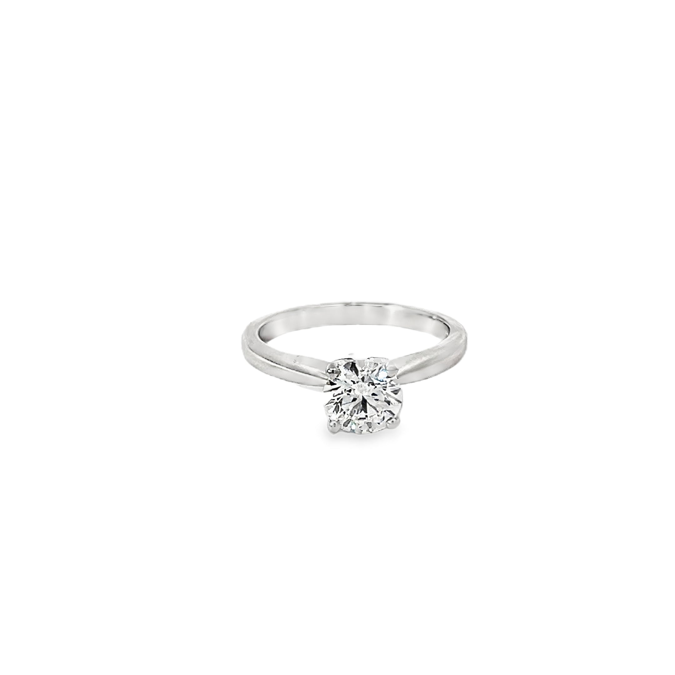 1.03ct Lab Grown Round Brilliant Cut Diamond Engagement Ring Set In Platinum