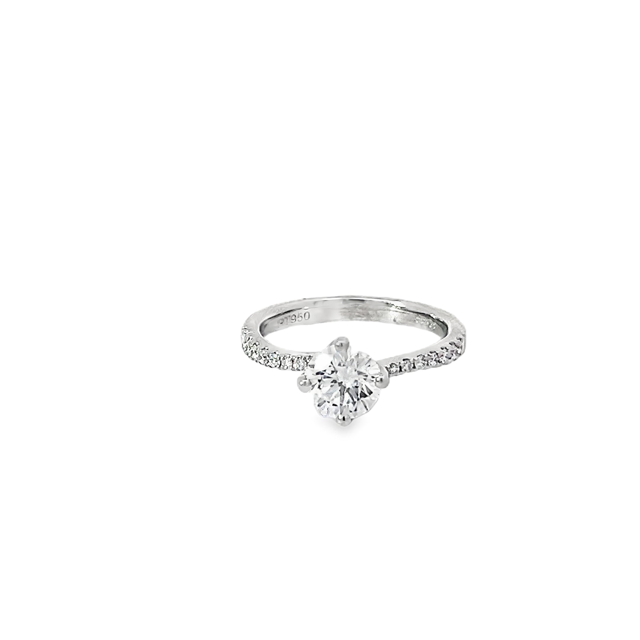 1.02ct Lab Grown Round Brilliant Cut Diamond Engagement Ring Set In Platinum