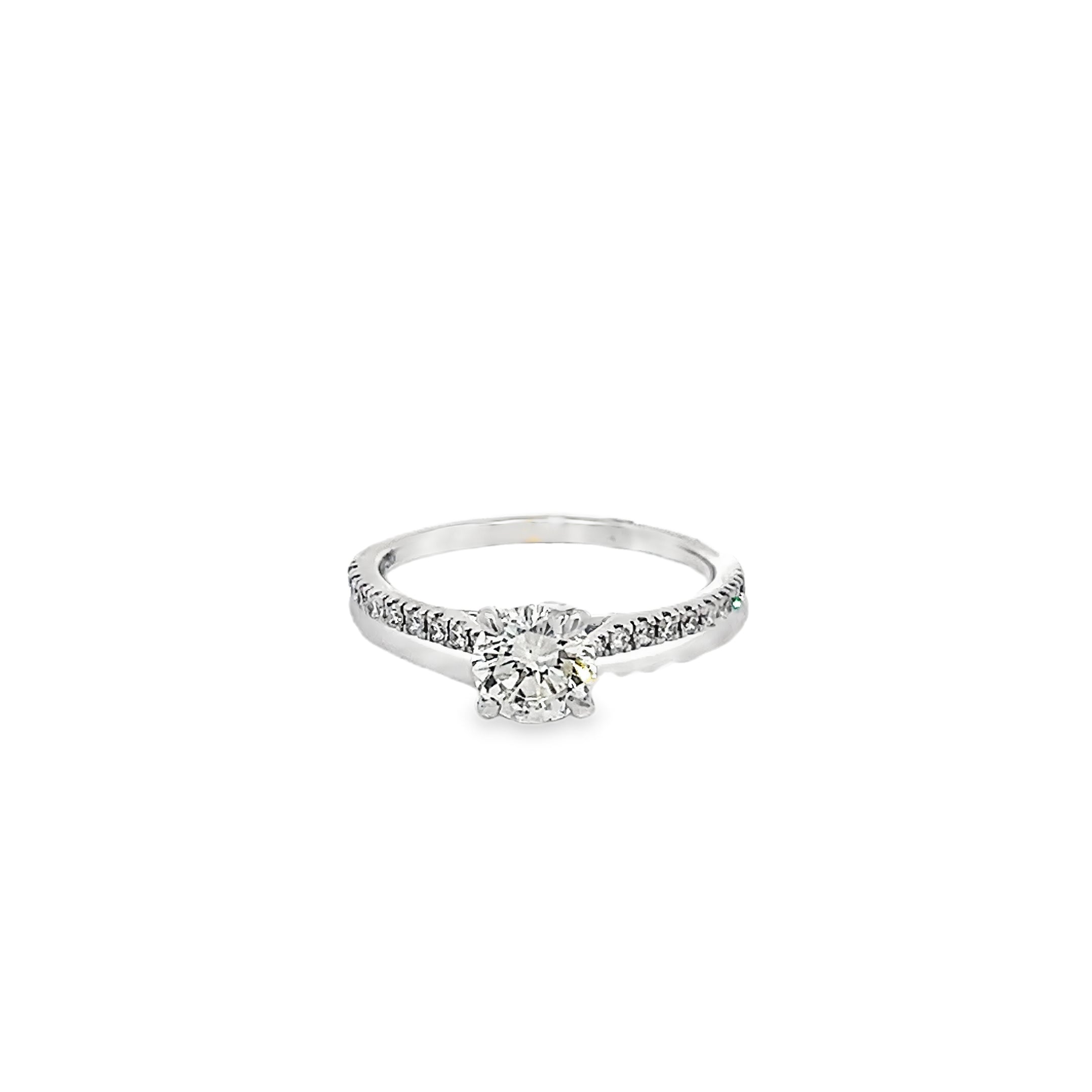 0.90ct Natural Round Brilliant Cut Diamond Engagement Ring Set In 18ct White Gold