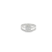 0.75ct Natural Baguette And Round Brilliant Cut Diamond Cluster Ring Set In Platinum