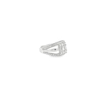 0.75ct Natural Baguette And Round Brilliant Cut Diamond Cluster Ring Set In Platinum