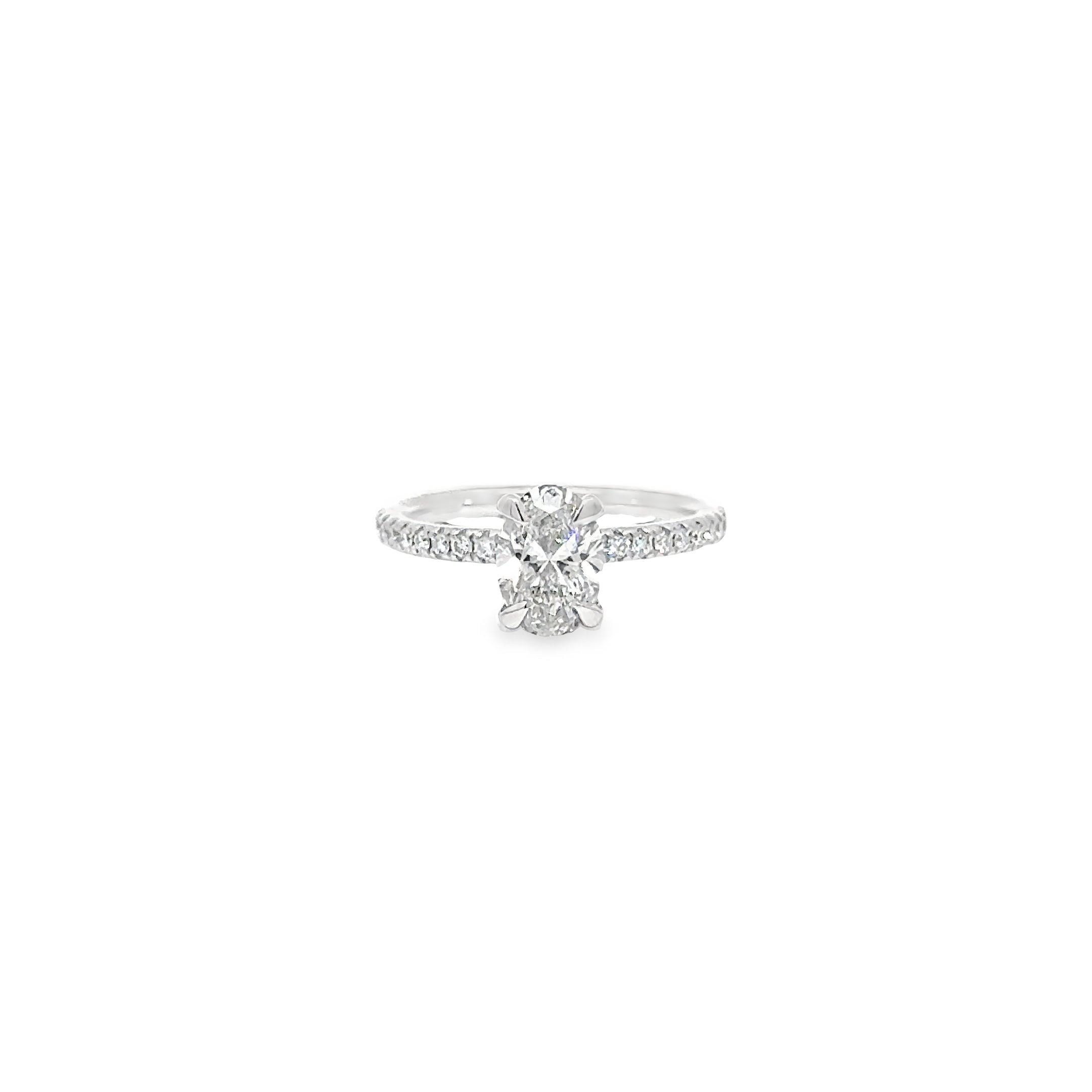 1.04ct Lab Grown Oval Cut Diamond Engagement Ring Set In Platinum