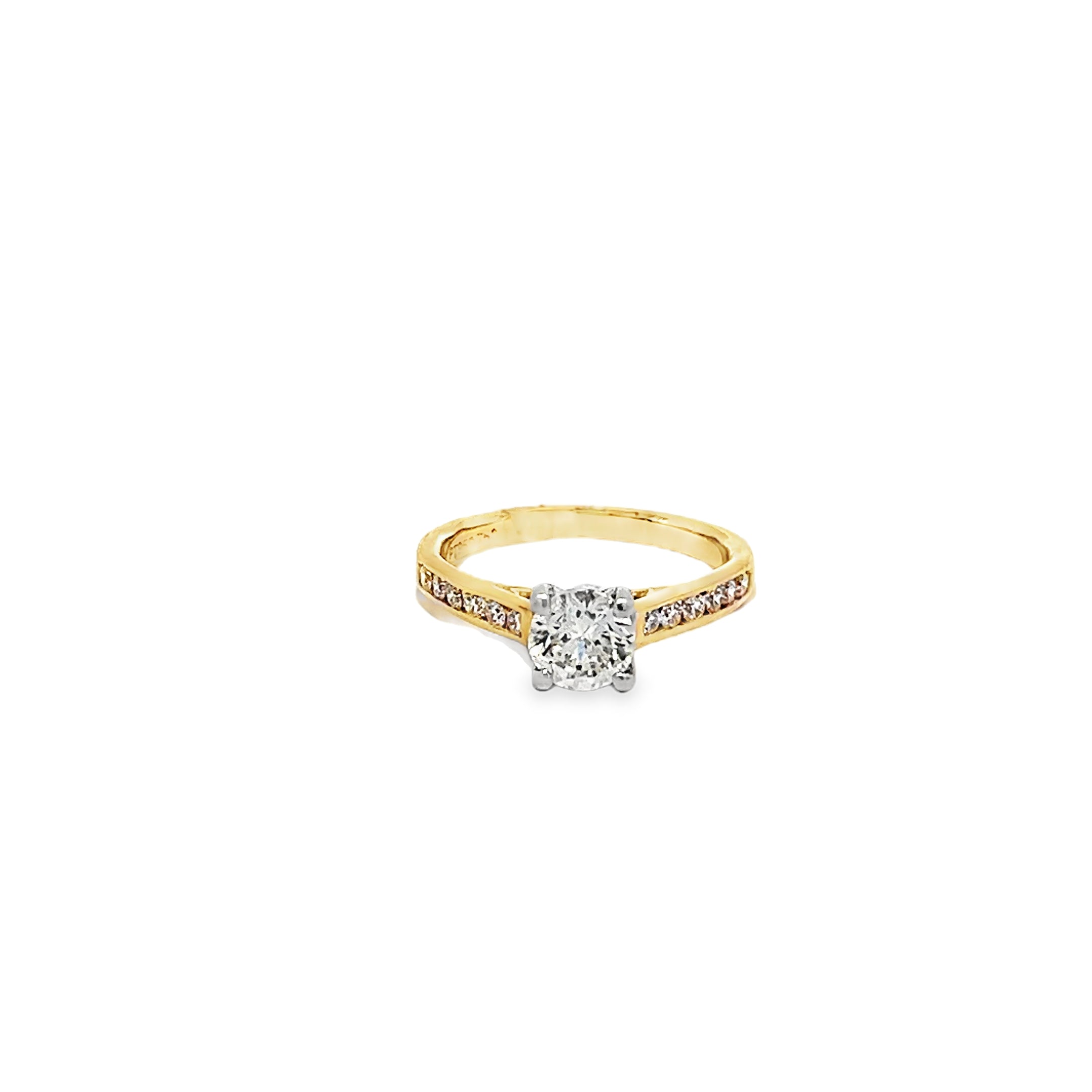 0.80ct Natural Round Brilliant Cut Diamond Engagement Ring Set In 18ct Yellow Gold