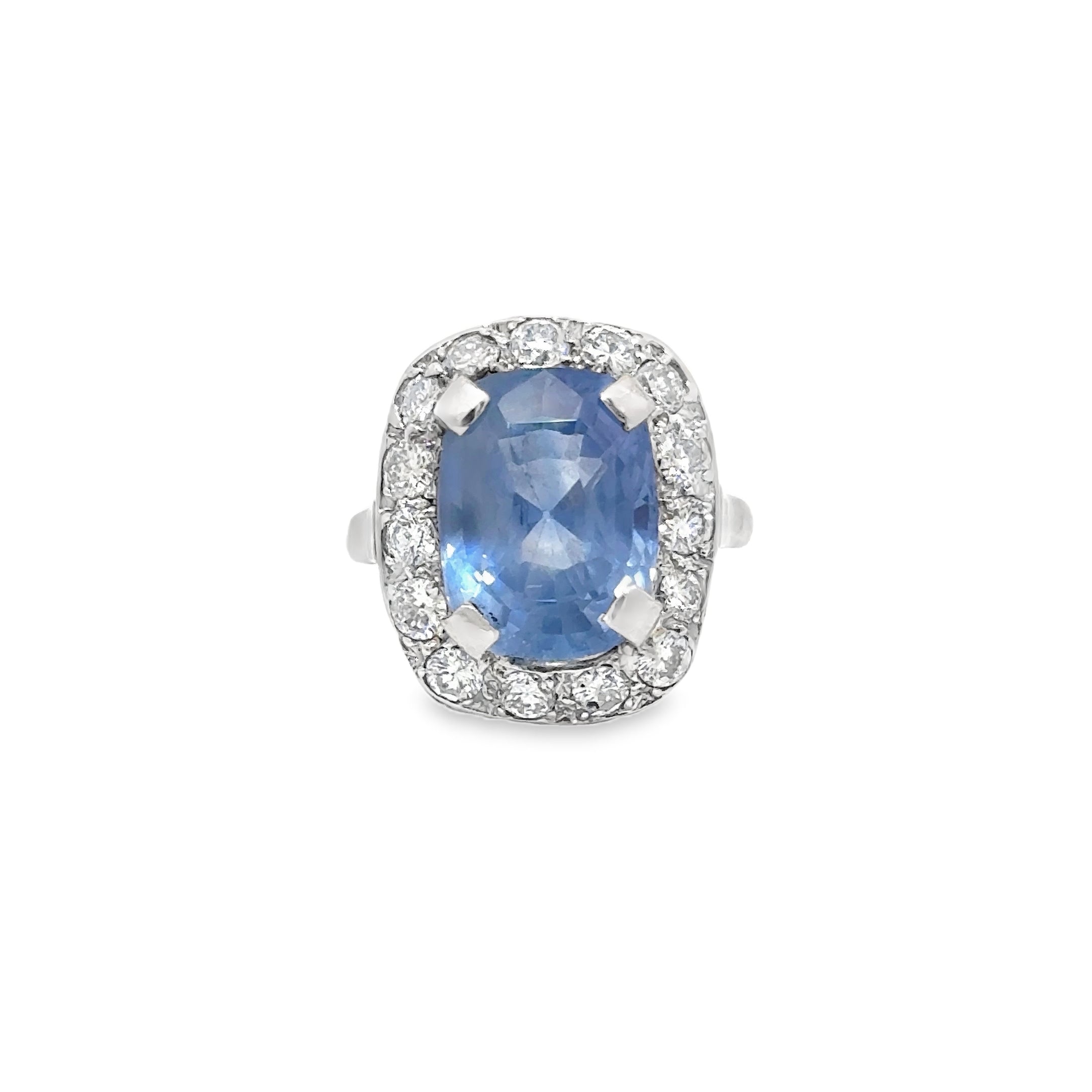 11.63ct Sapphire And 1.33ct Diamond Halo Ring Set in Platinum