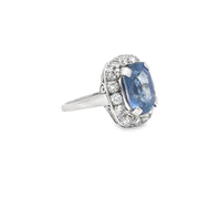 11.63ct Sapphire And 1.33ct Diamond Halo Ring Set in Platinum