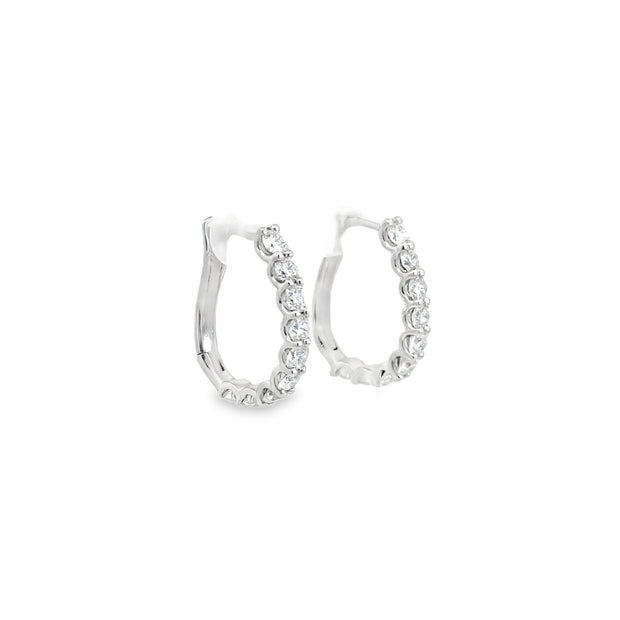 1.93ct Natural Diamond Huggie Hoops Set In 18ct White Gold