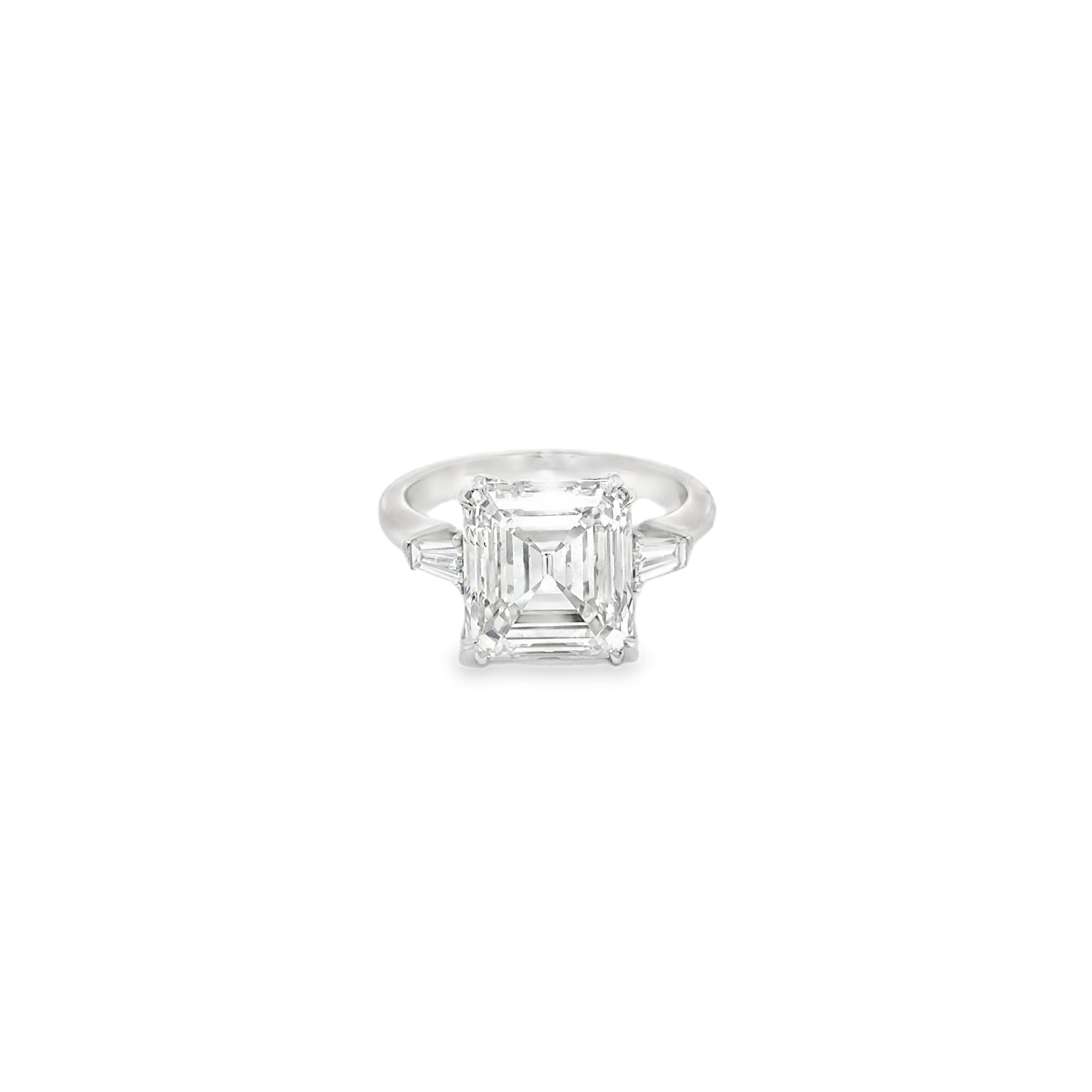 6.03ct Lab Grown Emerald Cut Diamond Engagement Ring Set In Platinum