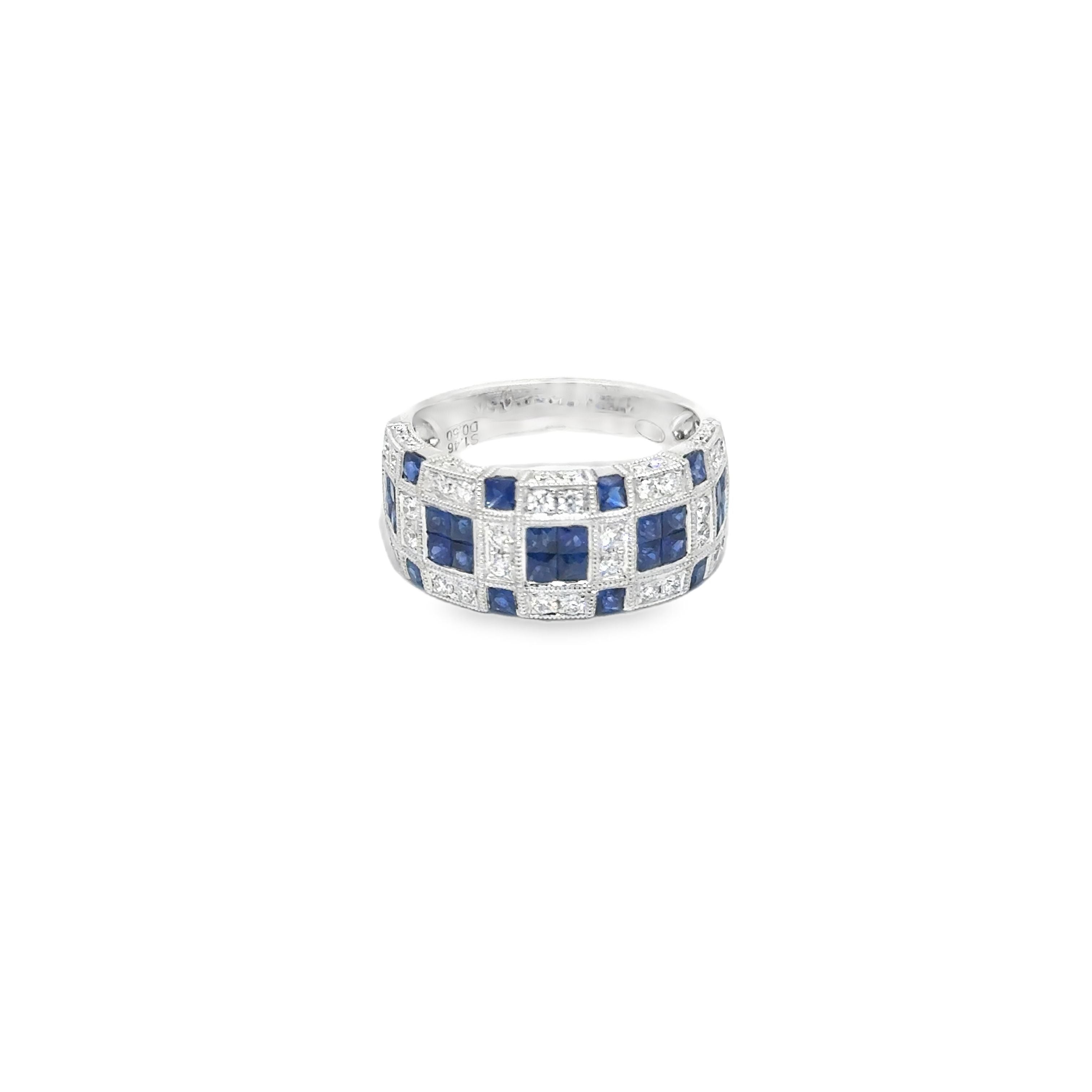 1.46ct Sapphire and 0.50ct Diamond Cluster Ring Set in 18ct White Gold