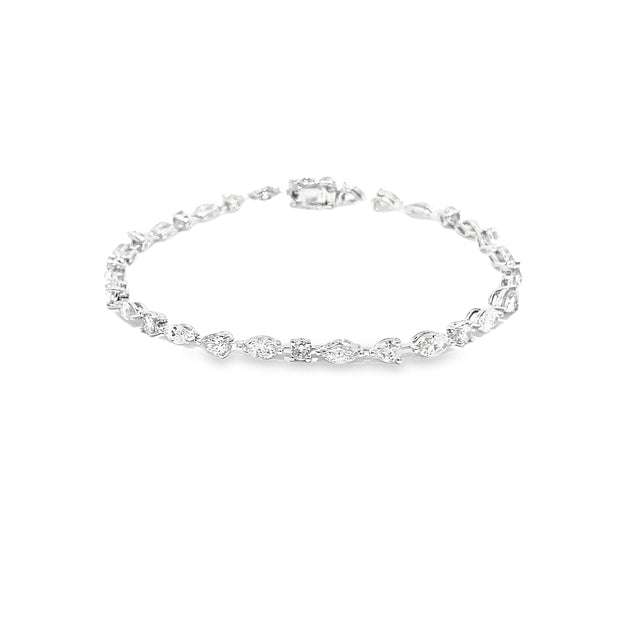 4.15ct Natural Multi Cut Diamond Bracelet Set In 18ct White Gold