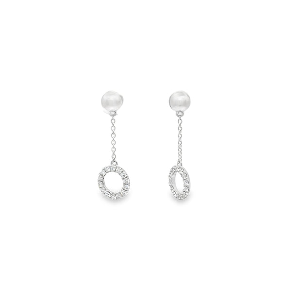 0.40ct Natural Round Brilliant Cut Diamond Drop Earrings Set In 18ct White Gold