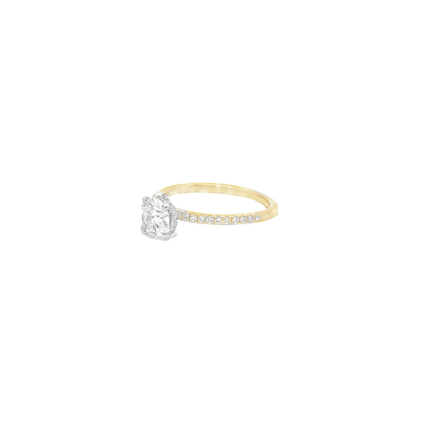 1.00ct Lab Grown Round Brilliant Cut Diamond Engagement Ring Set In 18ct Yellow Gold