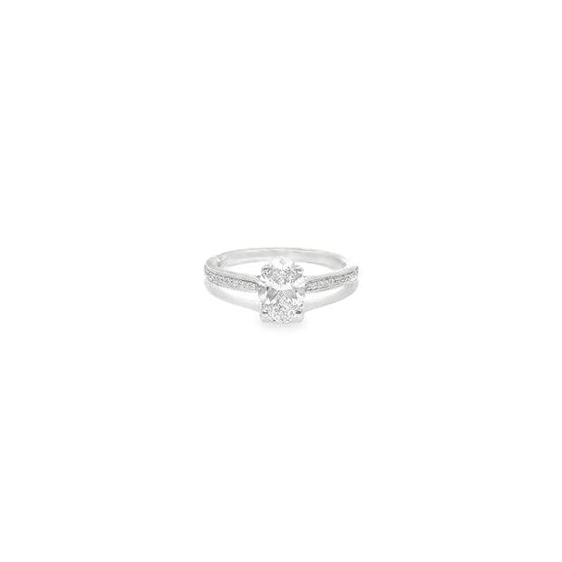 1.08ct Lab Grown Oval Cut Diamond Engagement Ring Set In Platinum