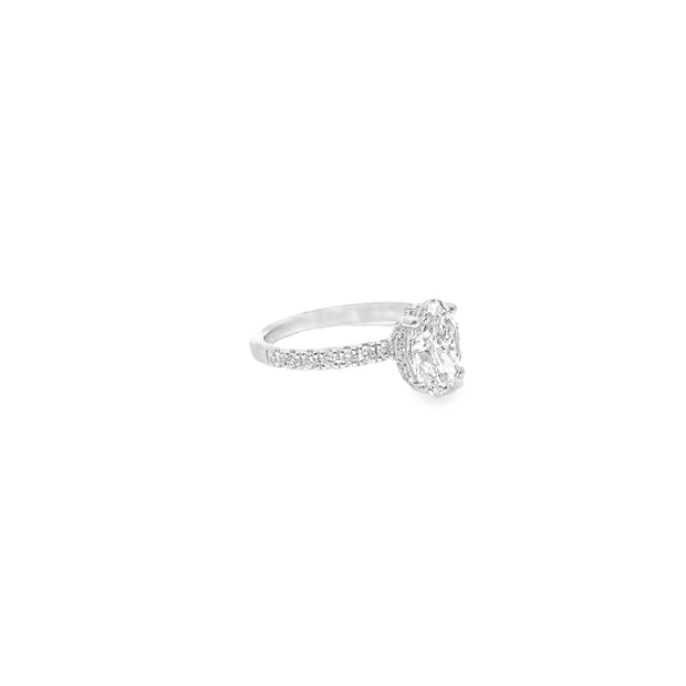 2.00ct Lab Grown Oval Cut Diamond Engagement Ring Set In Platinum