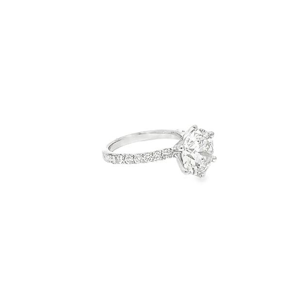 4.01ct Round Brilliant Cut Lab Grown Diamond Set In A 6 Claw 18ct White Gold Mount