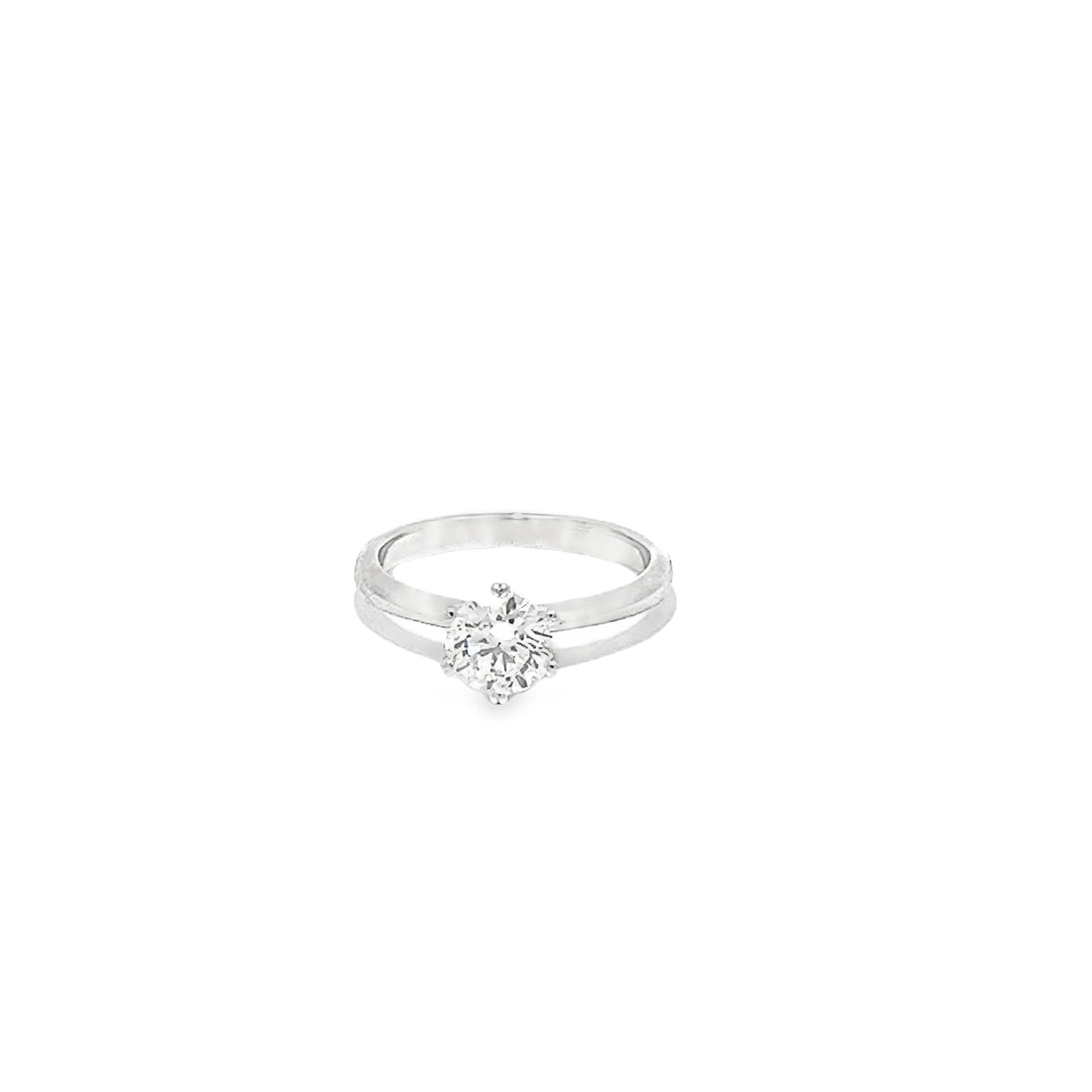 1.01ct Round Brilliant Cut Lab Grown Diamond Set In A 6 Claw 18ct White Gold Mount