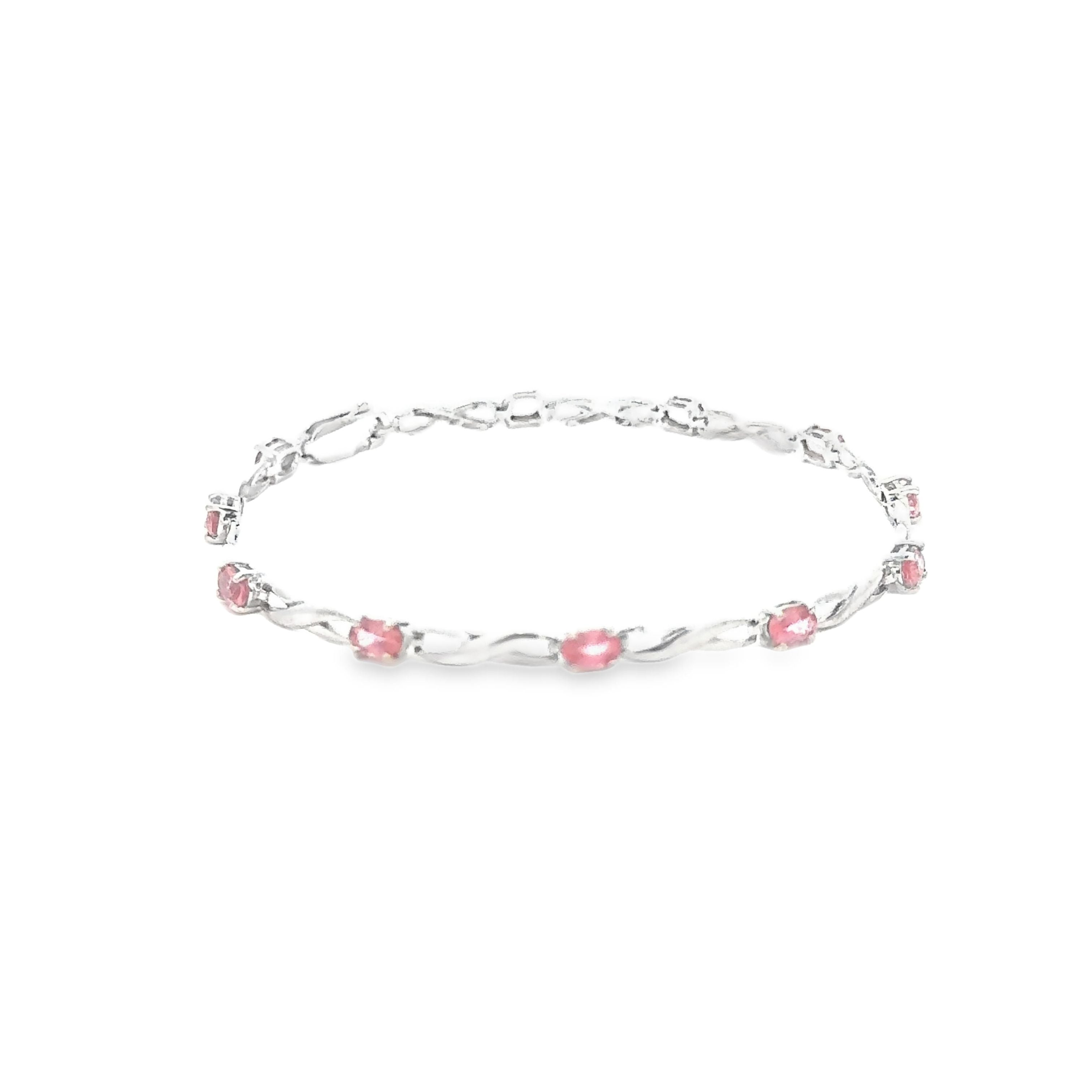 3.31ct Padparadscha Sapphire Bracelet Set in 18ct White Gold
