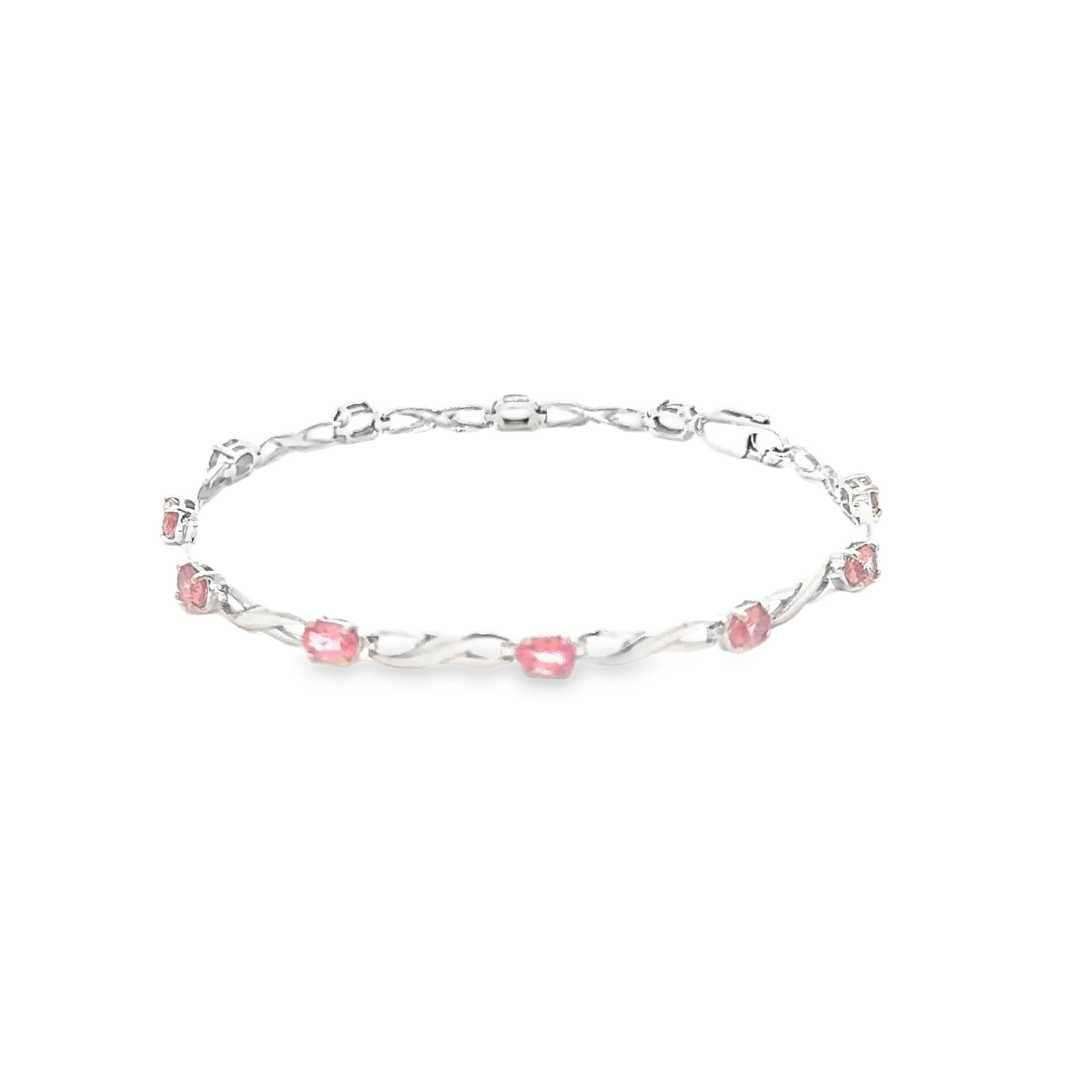 3.31ct Padparadscha Sapphire Bracelet Set in 18ct White Gold