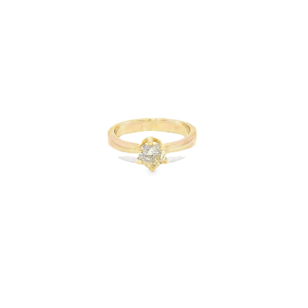 0.65ct Natural Round Brilliant Cut Diamond Ring Set In 18ct Yellow Gold