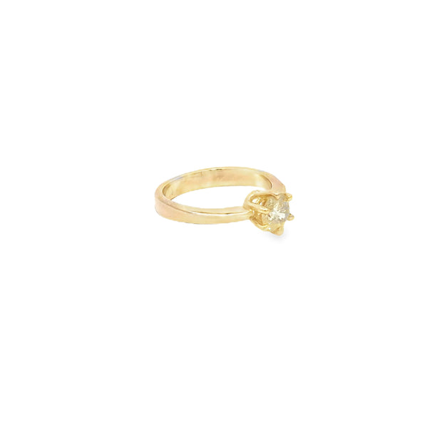 0.65ct Natural Round Brilliant Cut Diamond Ring Set In 18ct Yellow Gold