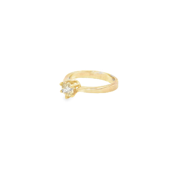 0.65ct Natural Round Brilliant Cut Diamond Ring Set In 18ct Yellow Gold