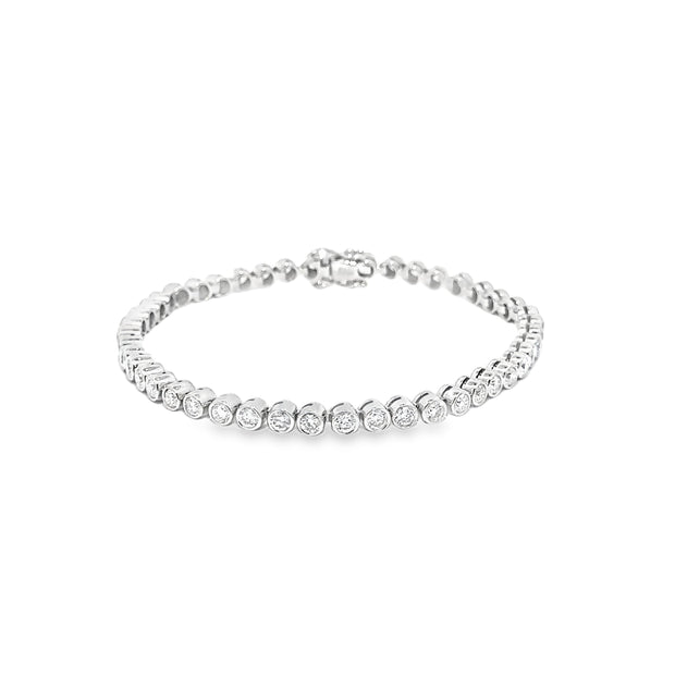 4.00ct Natural Diamond Tennis Bracelet Bezel Setting In 18ct White Gold