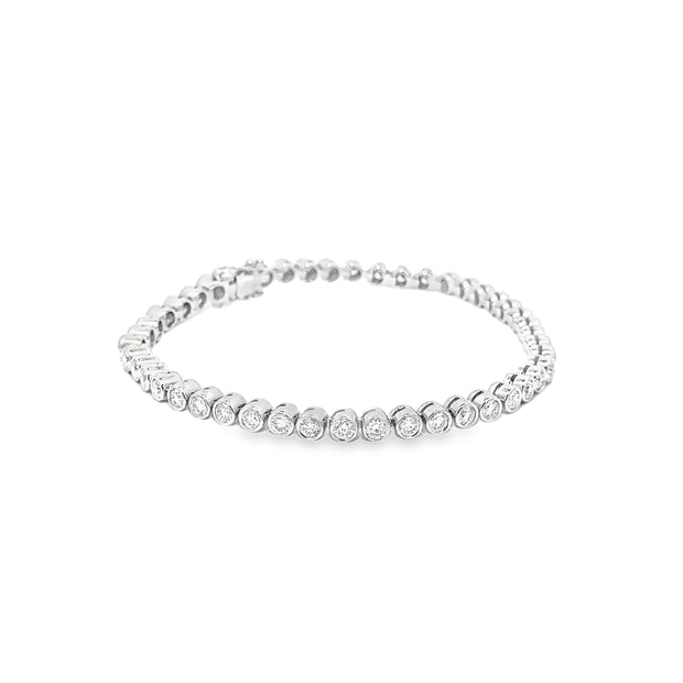 4.00ct Natural Diamond Tennis Bracelet Bezel Setting In 18ct White Gold