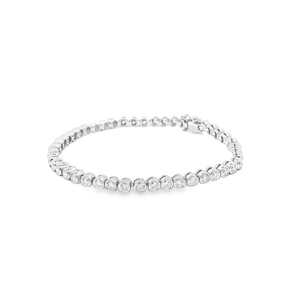 4.00ct Natural Diamond Tennis Bracelet Bezel Setting In 18ct White Gold