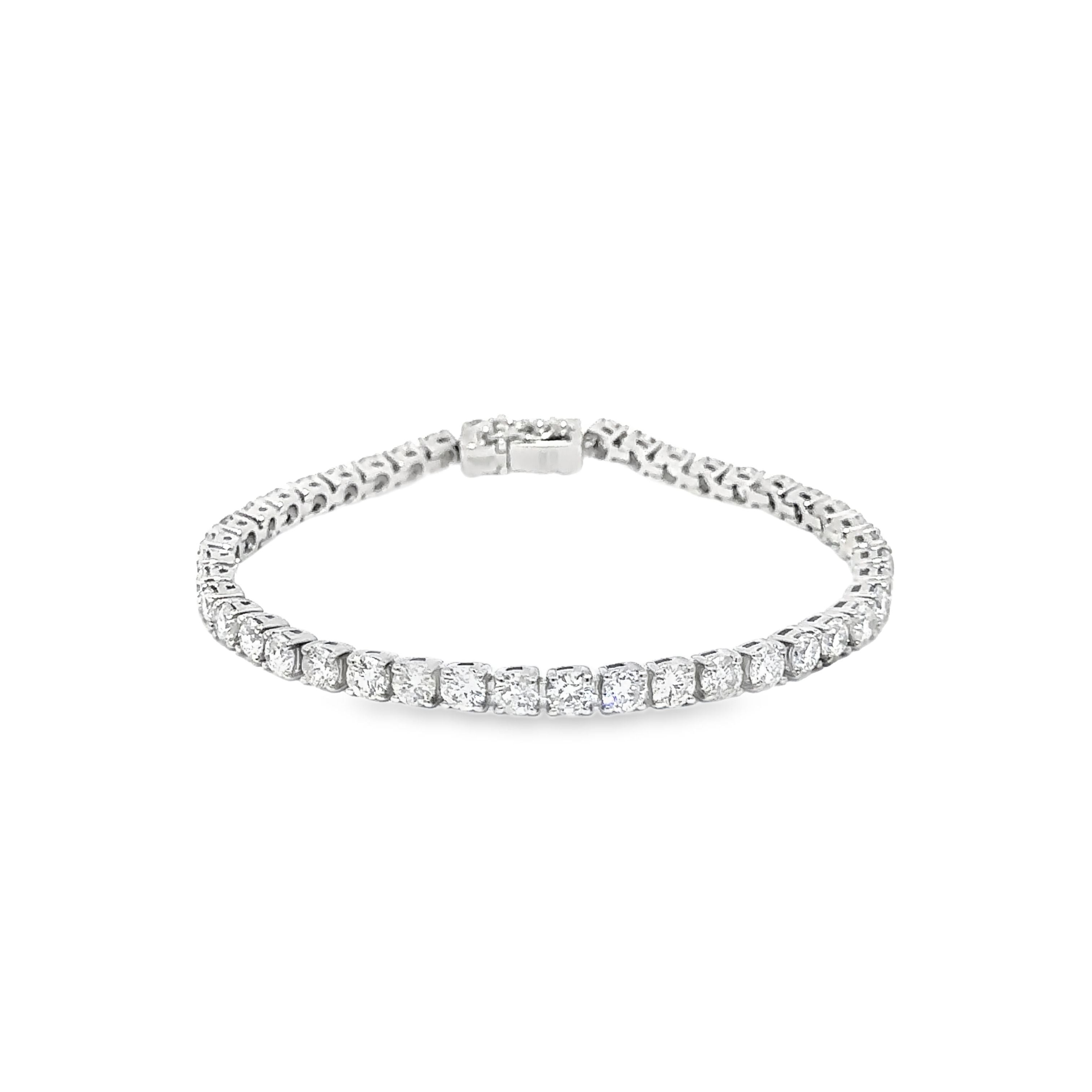8.40ct Natural Diamond tennis Bracelet 4 Claw Flexi Link Setting In 18ct White Gold
