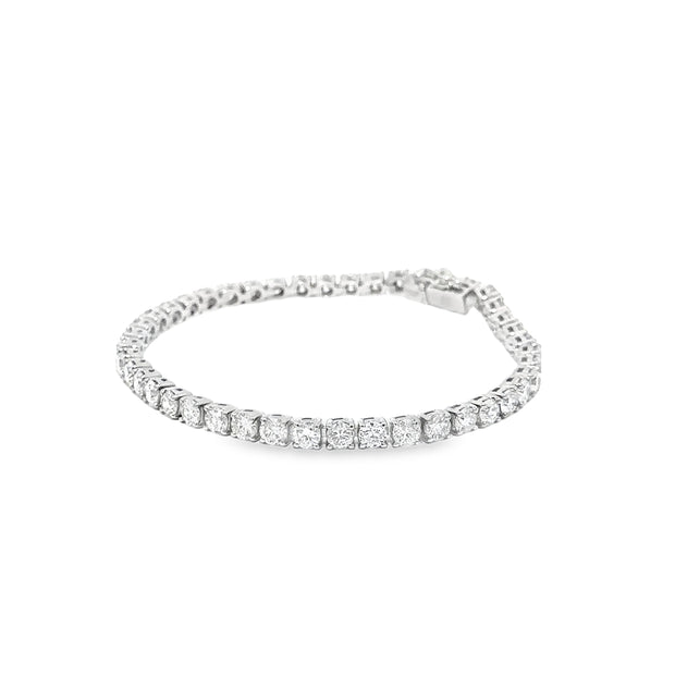 8.40ct Natural Diamond tennis Bracelet 4 Claw Flexi Link Setting In 18ct White Gold