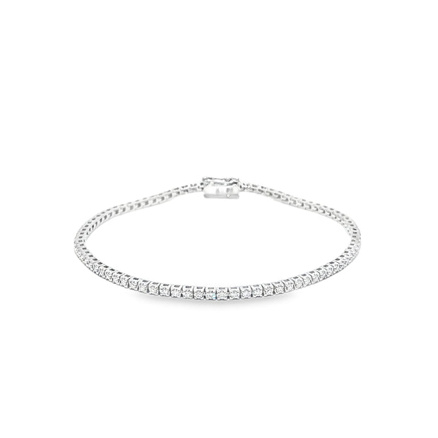 1.00ct Natural Diamond Tennis Bracelet 4 Claw Setting In 9ct White Gold