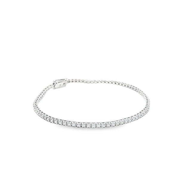 1.00ct Natural Diamond Tennis Bracelet 4 Claw Setting In 9ct White Gold