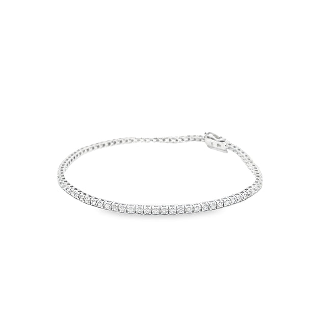 1.00ct Natural Diamond Tennis Bracelet 4 Claw Setting In 9ct White Gold