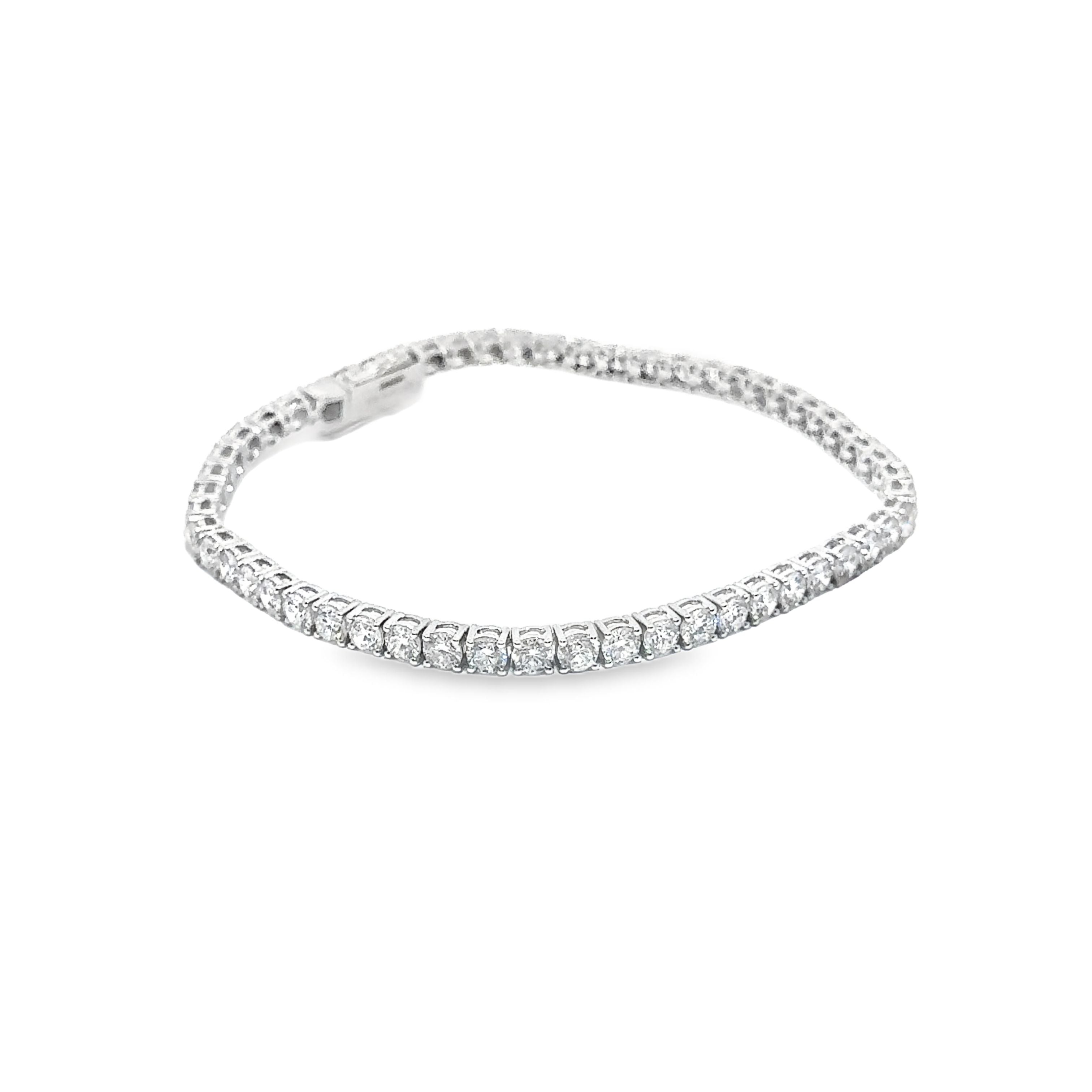 6.05ct Lab Grown Diamond Tennis Bracelet Set in 9ct White Gold