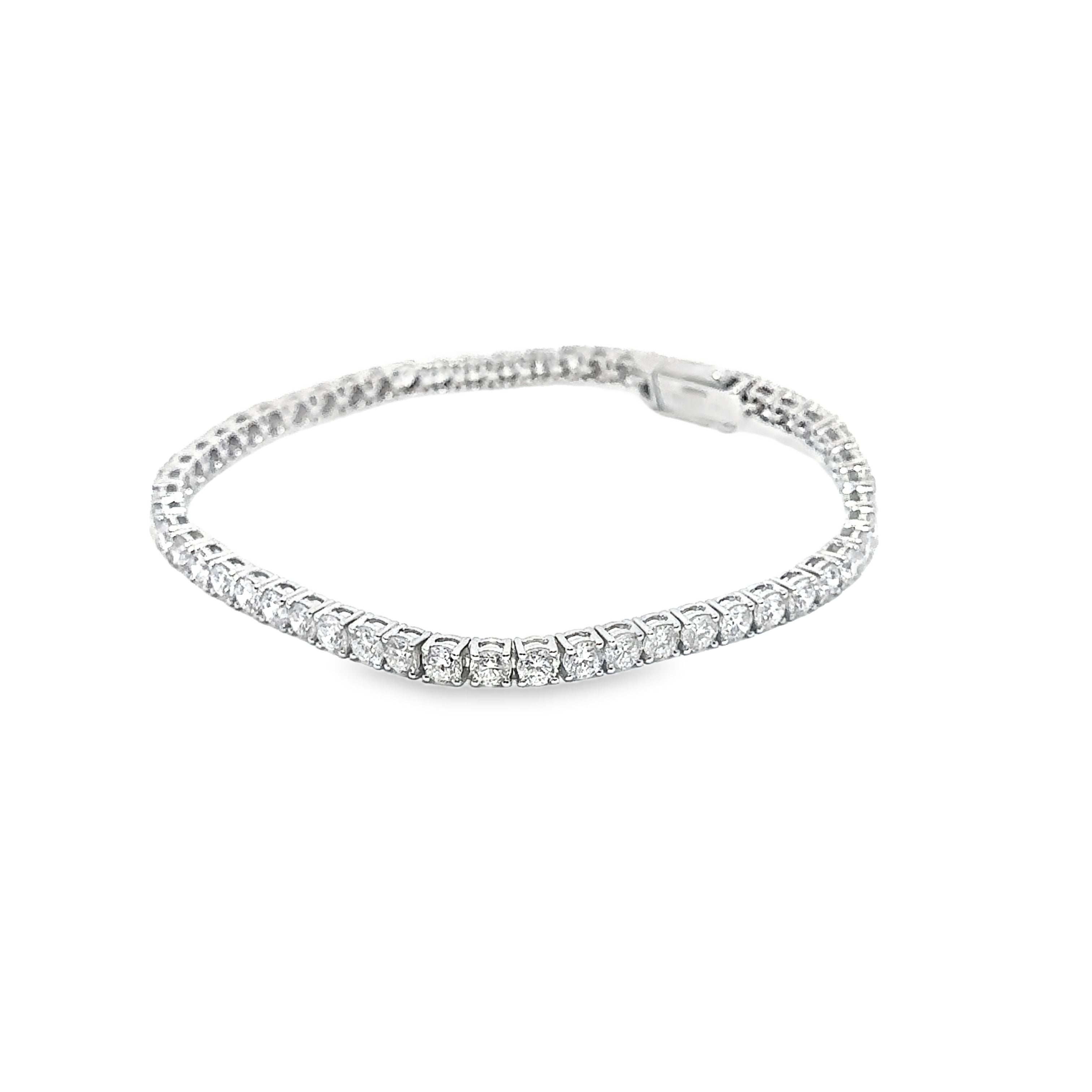 6.05ct Lab Grown Diamond Tennis Bracelet Set in 9ct White Gold